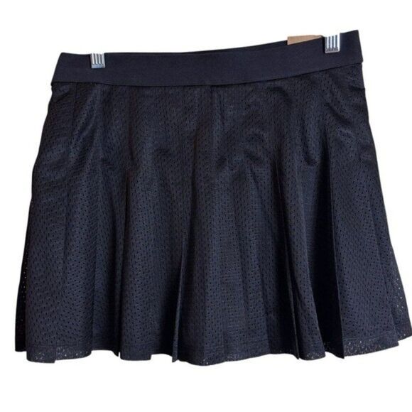 PINK Victoria's Secret Pleated Tennis Skort Large Black Athleisure Skirt Shorts - Picture 8 of 14